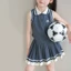 Set thời trang bé gái áo polo sát nách phối chân váy tennis có quần mặc trong phong cách trẻ trung cho bé