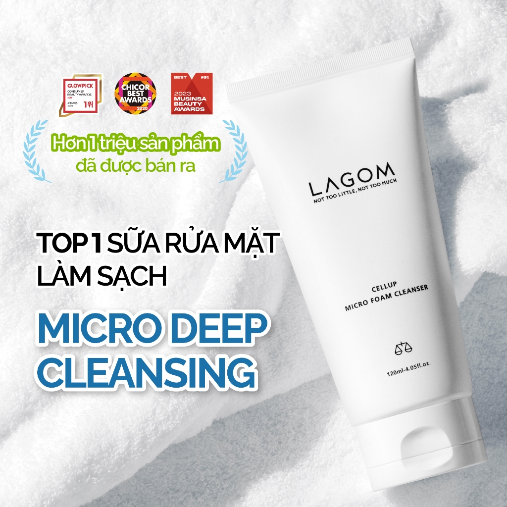 Sữa rửa mặt tạo bọt làm sạch sâu cho mọi làn da Micro Foam LAGOM Cellup Micro Foam Cleanser 120ml