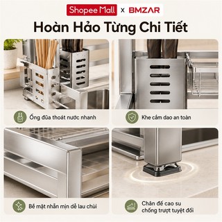 BMZAR Kệ Bát Đĩa Thông Minh INOX 304 Kệ Chén Bát Thông Minh 2 Tầng Kệ đựng bát đĩa Trên Bồn Rửa