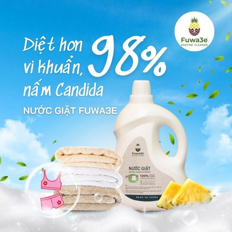 Nước giặt Fuwa3e enzyme sinh học an toàn cho da nhạy cảm, không hóa chất độc hại dung tích 3.5L