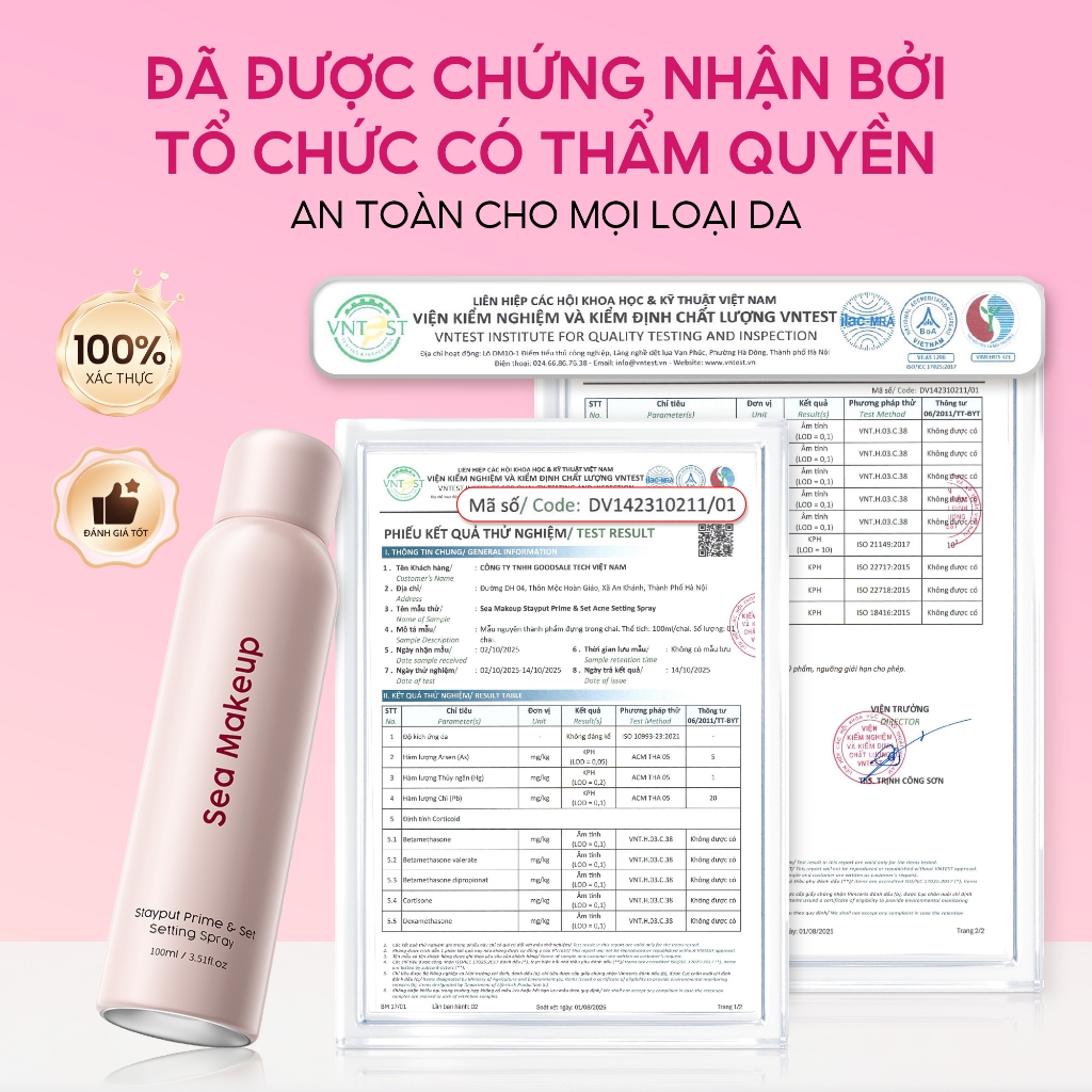 Xịt khoá makeup Sea Makeup 100ml Hỗ trợ 16H+++ dưỡng ẩm lâu trôi và hiệu quả lì mịn xịt khoá nền | BigBuy360 - bigbuy360.vn