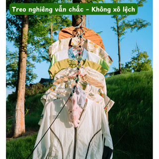 Dây Phơi Quần Áo Du Lịch 12 Kẹp - Dây Phơi Di Động Co Dãn,Chống Gió, Móc Carabiner Treo Quần Áo Tiện Lợi Cắm Trại