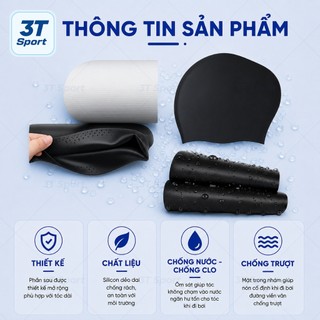 Mũ bơi silicone giọt nước 3T Wave đàn hồi cao cấp kháng clo dễ đội co dã tốt dành cho nam nữ NB3T04