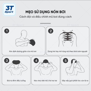 Mũ bơi silicone giọt nước 3T Wave đàn hồi cao cấp kháng clo dễ đội co dã tốt dành cho nam nữ NB3T04