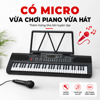 Piano 61 Phím Cho Bé Mới Học, Kèm Micro Hát Và Giá Để Nhạc, Loa Kép Âm Thanh Rõ