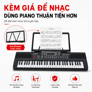 Piano 61 Phím Cho Bé Mới Học, Kèm Micro Hát Và Giá Để Nhạc, Loa Kép Âm Thanh Rõ