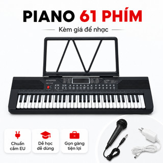 Piano 61 Phím Cho Bé Mới Học, Kèm Micro Hát Và Giá Để Nhạc, Loa Kép Âm Thanh Rõ