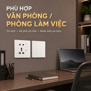 Công tắc ổ cắm âm tường 86 Màu trắng, PC chống cháy, USB Type-C, cổng mạng, 1/2/3/4 nút.
