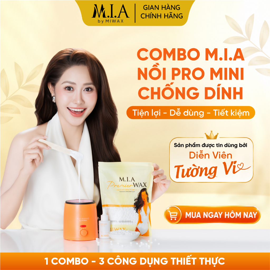 Combo Nồi Nấu Sáp Chống Dính Mini Tặng Kèm Mỡ Trăn Wax Nách, Wax Tay Chân, Wax Râu M.I.A WAXING by MIWAX