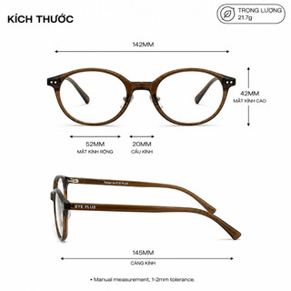 Kính Cận Dáng Oval Nam Nữ 28171 Eye Plus Gọng Kính Nhựa Nguyên Chất Chống Ánh Sáng Xanh Thời Trang