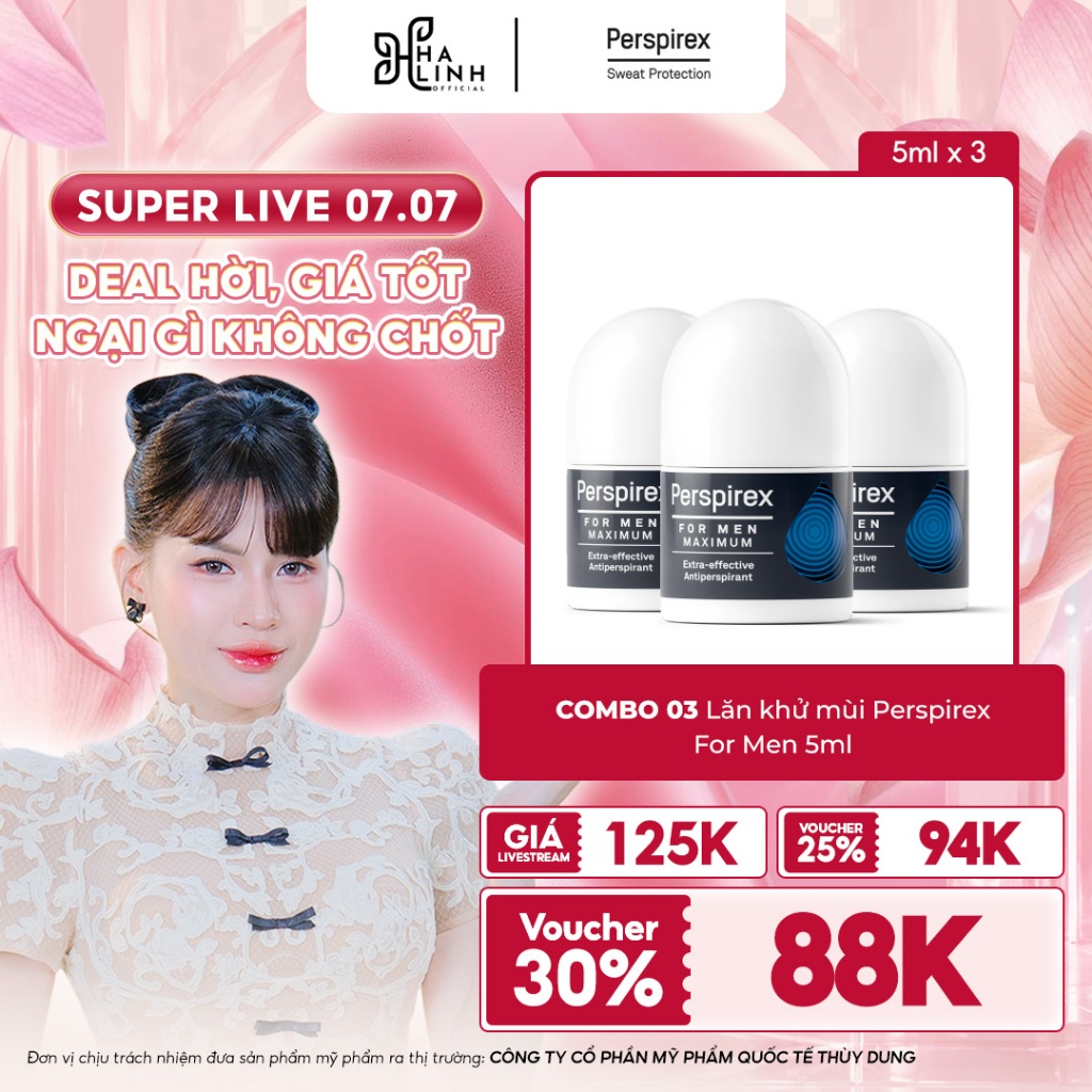 [VHL x Perspirex] COMBO 03 Lăn khử mùi Perspirex bất kì 5ml x3: Dành cho cả nam và nữ