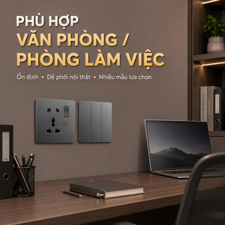 Công tắc ổ cắm âm tường 86 màu xám, PC chống cháy, USB Type-C, cổng mạng, 1/2/3/4 nút.
