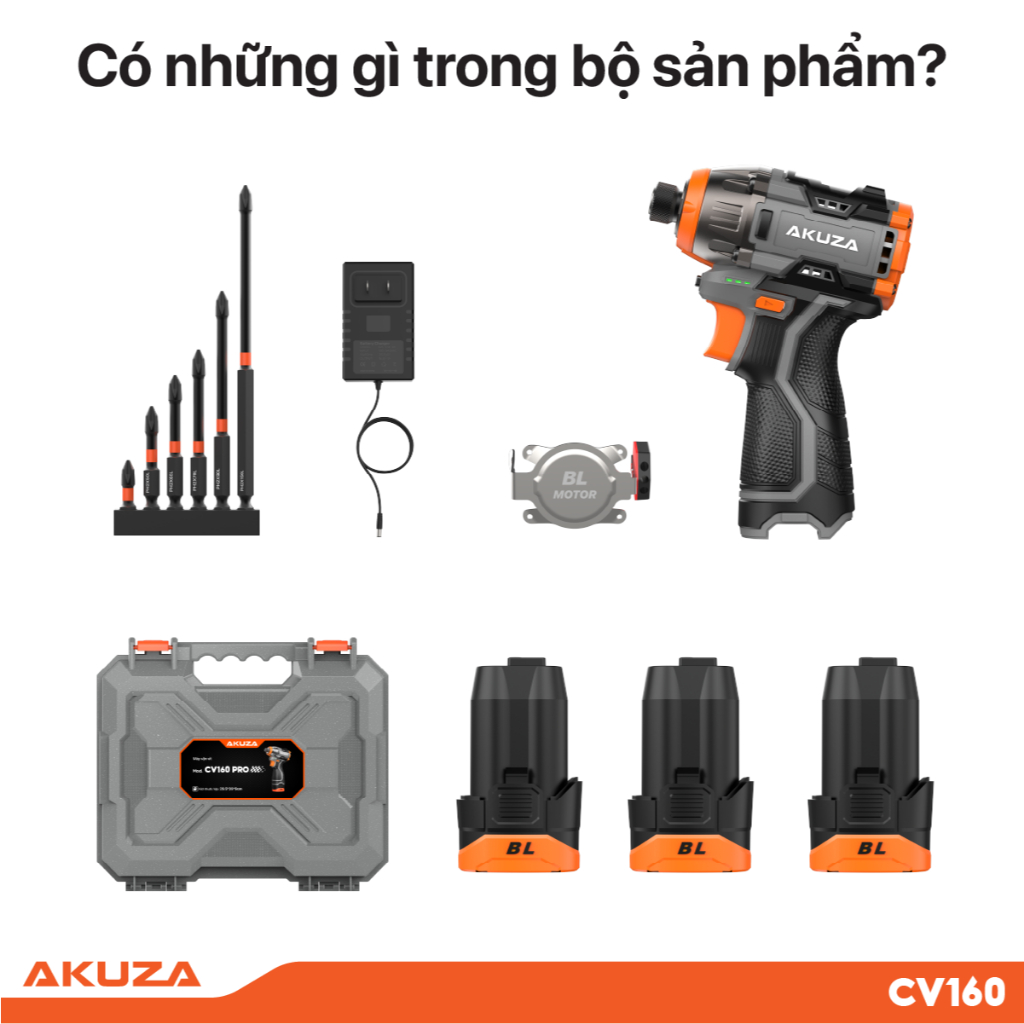 Máy Vặn Vít CV160 PRO Akuza - Máy bắn vít cao cấp - Nhỏ Gọn - Cực Khỏe, Không Chổi Than