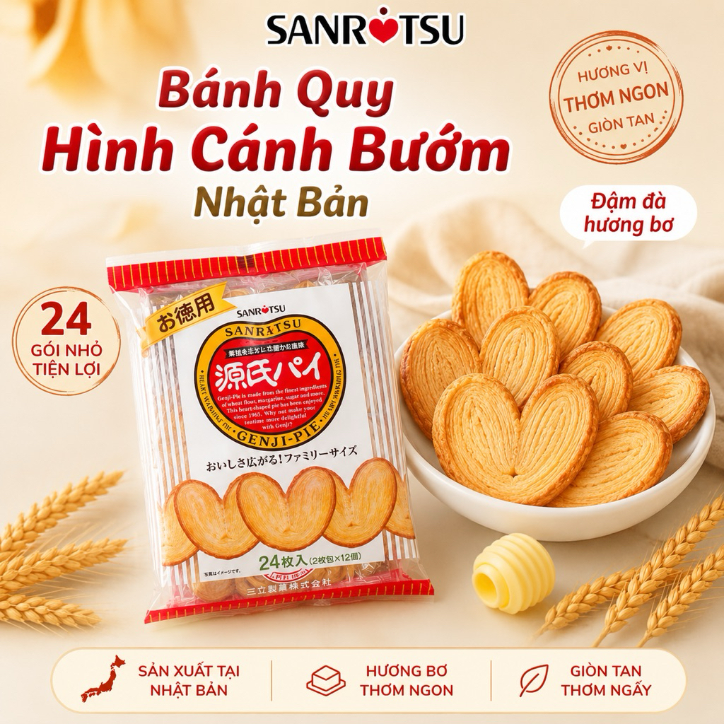 Bánh quy hình cánh bướm Genji Pie Nhật Bản