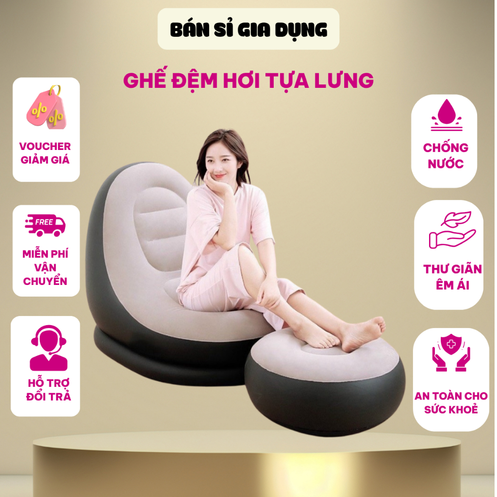 Ghế đệm hơi tựa lưng, sofa hơi, ghế đệm hơi thư giãn cao cấp