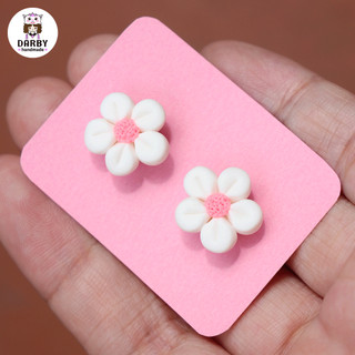 Khuyên tai hoa nhí - Đất sét nung Polymer Clay, Thép không gỉ