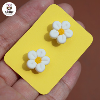 Khuyên tai hoa nhí - Đất sét nung Polymer Clay, Thép không gỉ