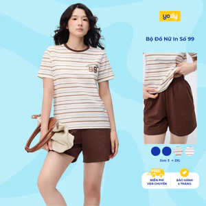Bộ đồ thun nữ YODY set quần short áo phông chất cotton thoáng mát WCST26S016