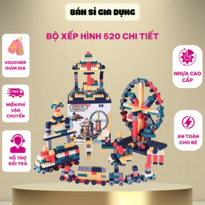 Bộ đồ chơi xếp hình 520 chi tiết nhựa ABS cao cấp an toàn cho bé phát triển tư duy sáng tạo