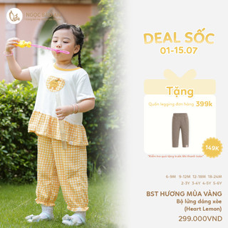 NBAN (6M-6Y) Bộ đồ lửng bé gái Hương Mùa Vàng, áo tay dài quần dài cotton mềm mát cho bé