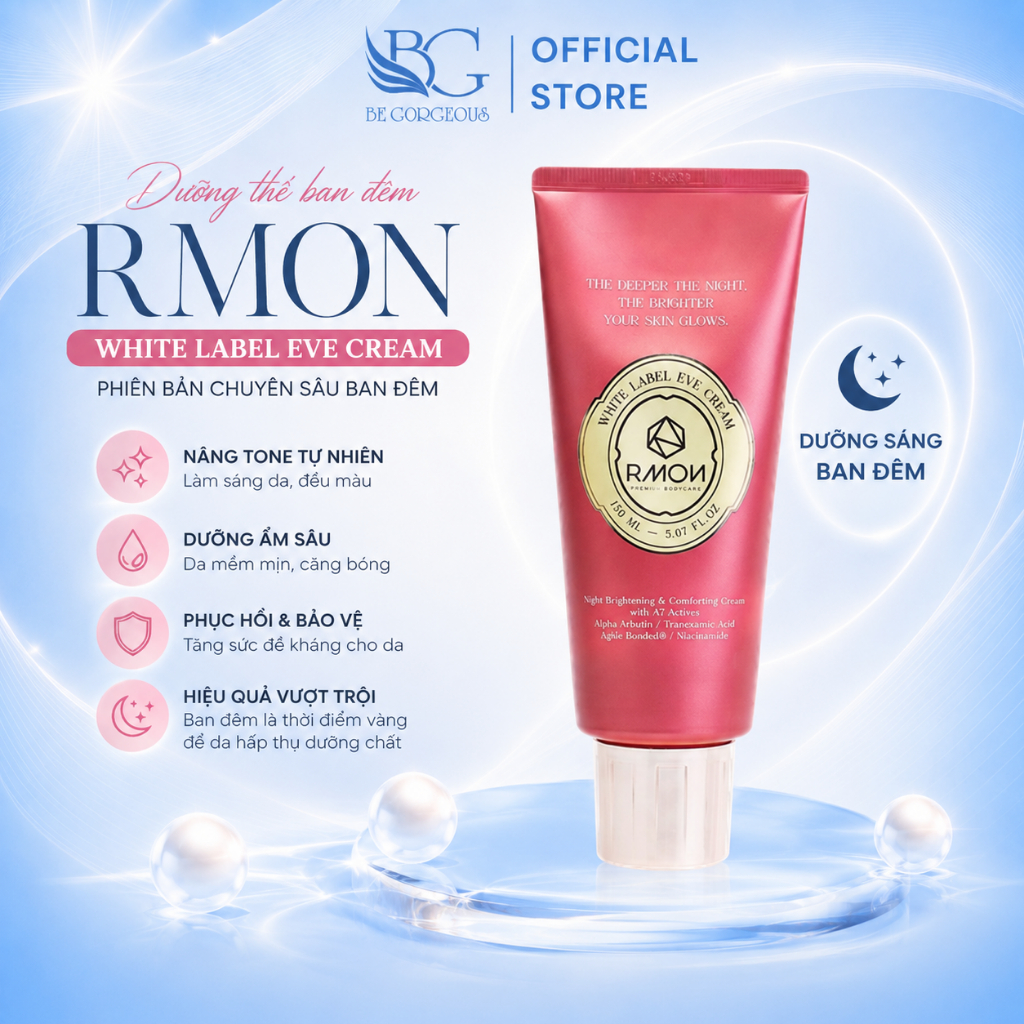 Kem Dưỡng Thể Ban Đêm RMON White Label Dưỡng Sáng Da Cấp Ẩm Làm Mềm Da 150ml