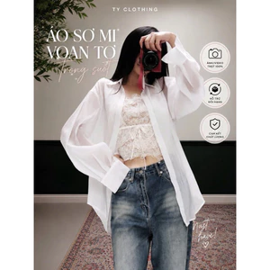 Áo Sơ Mi Nữ Dài Tay Voan Tơ Basic Trẻ Trung Fom Rộng - Hàng Thiết Kế - Màu Trắng - TYCLOTHING