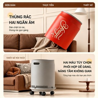 Thùng rác mini có bánh xe | Nắp nhấn tự động không chạm tay | Dễ Dàng Di Chuyển
