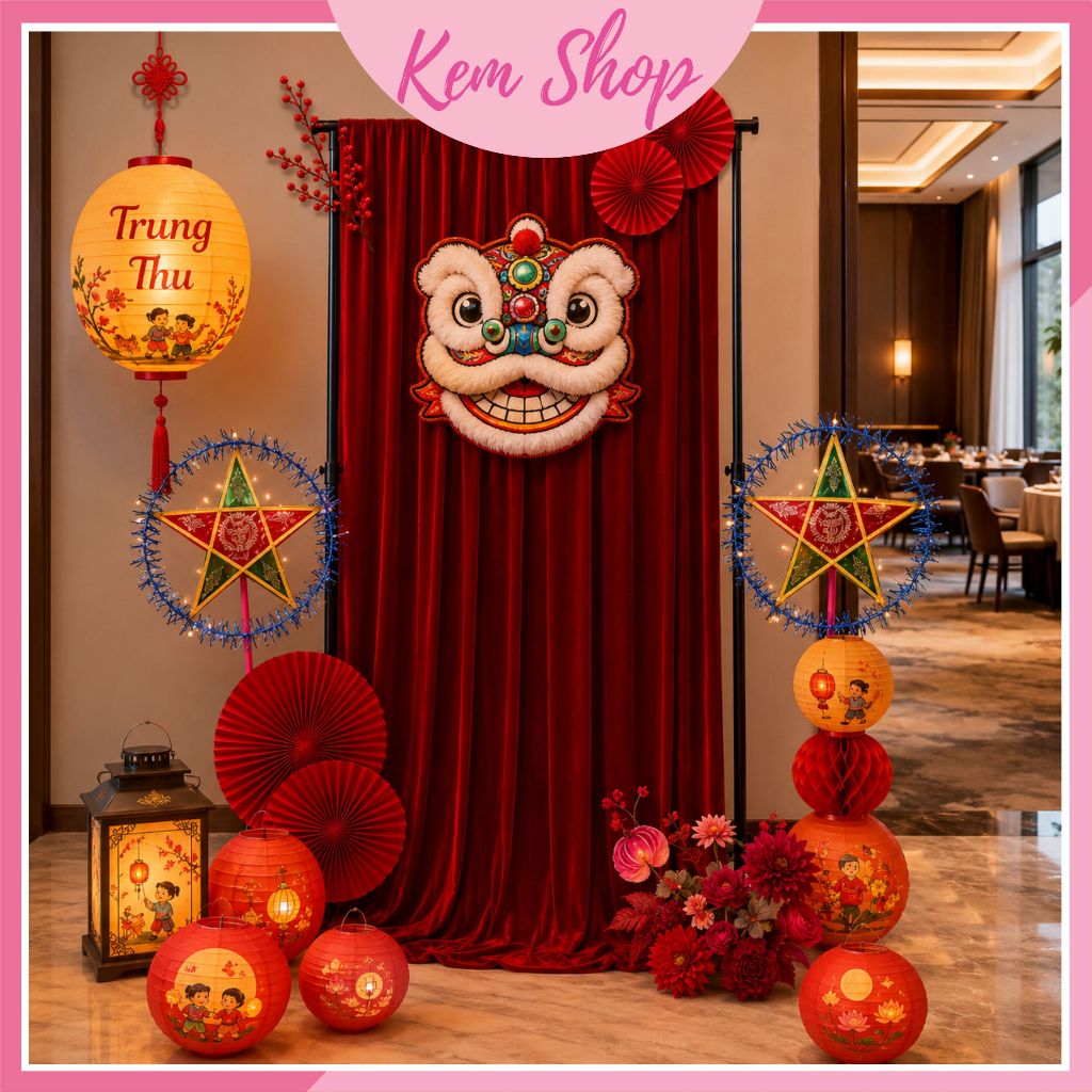 Mặt lân sư tử trang trí decor tết, đám cưới, trung thu - Kem Shop K126