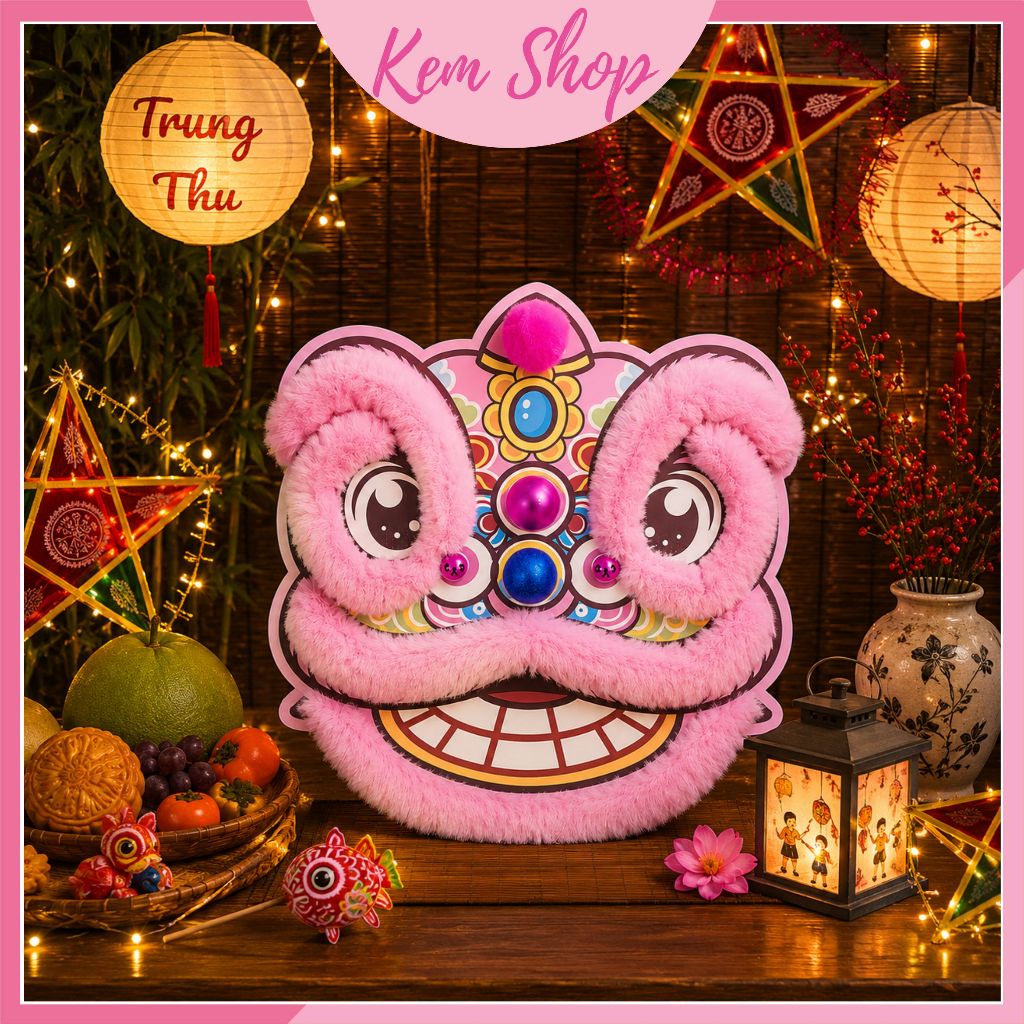 Mặt lân sư tử trang trí decor tết, đám cưới, trung thu - Kem Shop K126