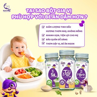 Gia Vị Ăn Dặm Cho Bé NutriAZ, Bột Hành Bột Tỏi Bột Sả An Toàn Cho Bé Từ 6 Tháng Tuổi