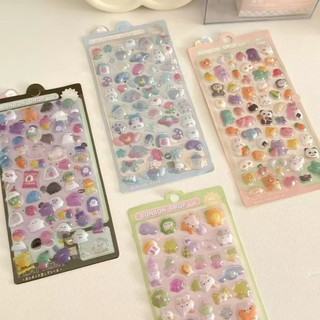 Sticker DIY Nổi 3D Cute Nhựa PVC có nhũ pha lê nước lấp lánh phù hợp dán sổ nón bảo hiểm