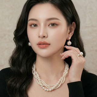 [ DAISYN ] N405 vòng cổ hạt Trai, dây chuyền hạt ngọc nhân tạo đá dây chuyền choker 4 dây đan xoắn hạt nhiều kích cỡ