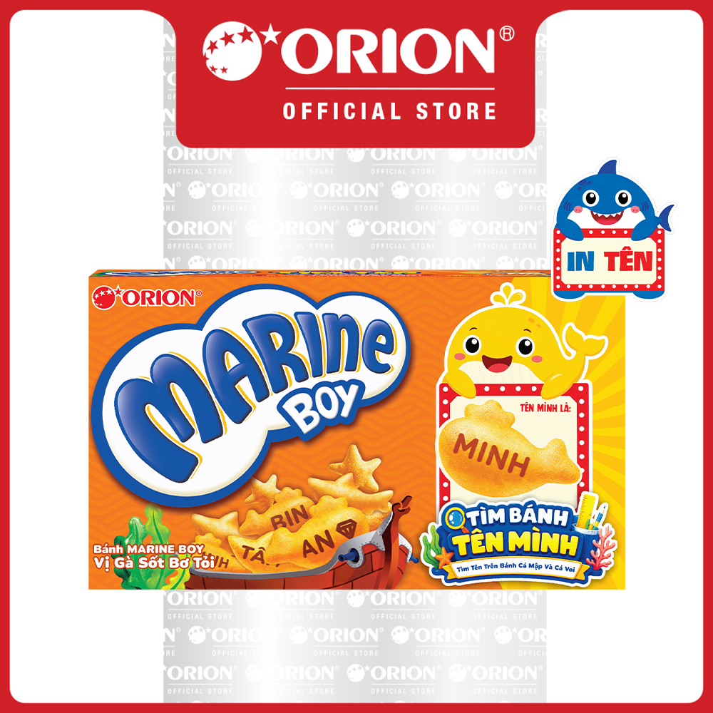 Combo 8 Hộp bánh Cá Marine Boy Orion Vị Gà Bơ Sốt Tỏi (35g/Hộp)