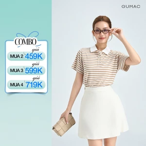 Áo Polo Nữ GUMAC Áo Thun Có Cổ Kẻ Sọc Ngang Chất Thun Gân Co Giãn Tay Ngắn Thể Thao Trẻ Trung LPLF1103 - 6109