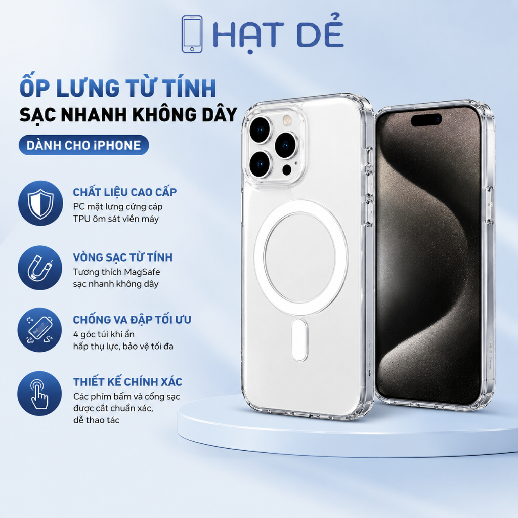 Ốp Lưng Trong Suốt Hỗ Trợ Sạc Từ Tính Sạc Nhanh Không Dây Dành Cho 11/12/13/14/15/16/17 Pro Max Plus