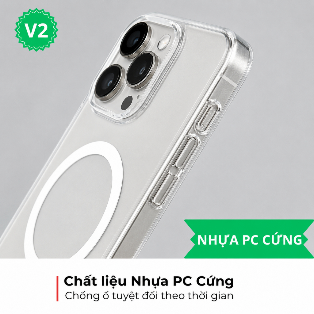 Ốp Lưng Trong Suốt Hỗ Trợ Sạc Từ Tính Sạc Nhanh Không Dây Dành Cho 11/12/13/14/15/16/17 Pro Max Plus
