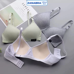 Áo Ngực Không Gọng Cotton Đũi - Áo Lót Nữ Mút Mỏng Bản To 3 Nấc Cài, Ôm Ngực ZANABRA A554