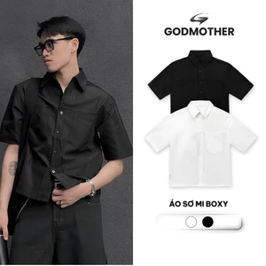 Áo Sơ Mi Boxy GODMOTHER Premium Áo Sơ Mi Cộc Tay Boxy Shirt White/Black