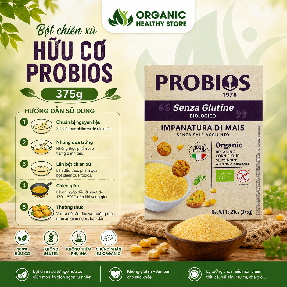[2027] Bột Chiên Xù Hữu Cơ Probios Organic Breading Corn Flour