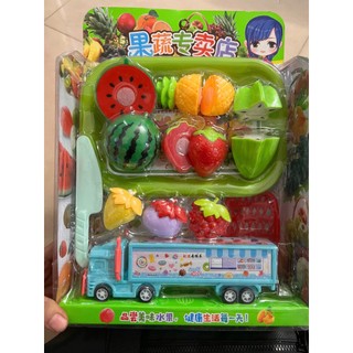 Bộ Đồ Chơi Trái Cây Cắt Dán Kèm Xe Container & Rổ Đựng – Fruit Cutting Playset 10 Chi Tiết