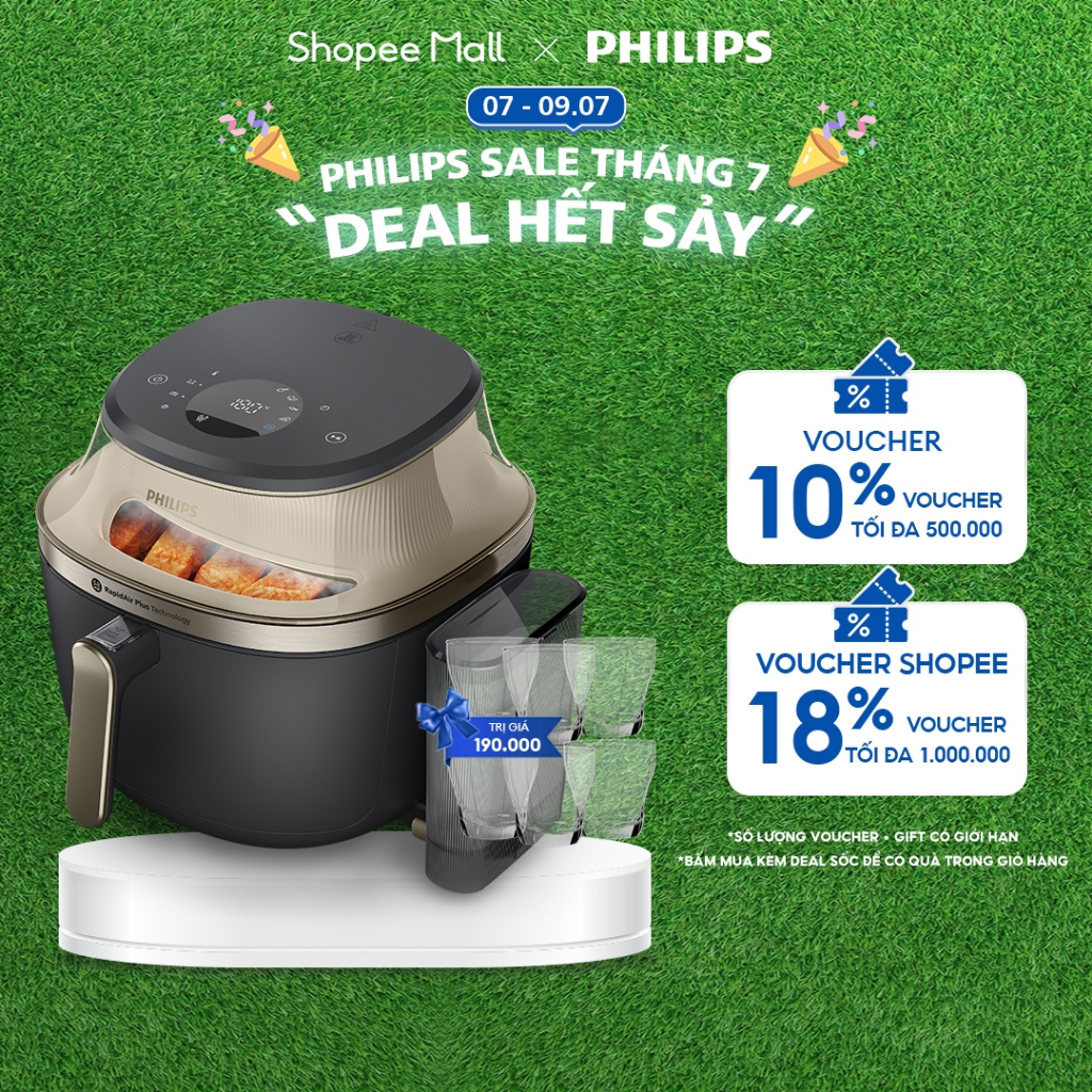 Nồi chiên không dầu Philips NA543/00 có chức năng hấp dung tích 7.2L