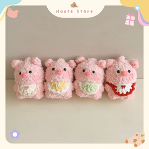 Móc Khoá Len Nhung Xù Bé Heo Baby Đeo Túi Béo Tròn Ú Handmade Màu Pastel Quà Tặng Dễ Thương Độc Đáo