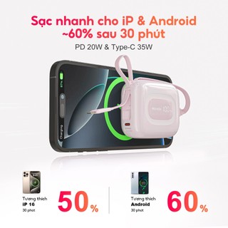 【 CCC】Handin sạc dự phòng 10000mAh PD 35W sạc nhanh cho iPhone 17/16/15/14 Android bảo hành 2 năm thiết kế nhỏ gọn