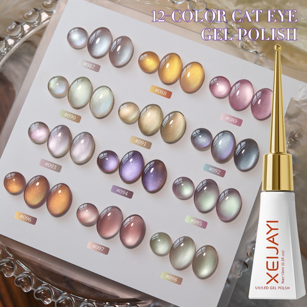 XEIJAYI 10ml - Sơn gel móng tay mắt mèo màu xám xanh tông lạnh mới, bền màu và bóng mượt, thích hợp cho việc tự làm.