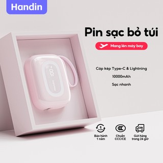 Handin mini sạc dự phòng 10000mAh PD 35W sạc nhanh cho iPhone/Android quà tặng cho nữ giới bạn gái tiện mang theo