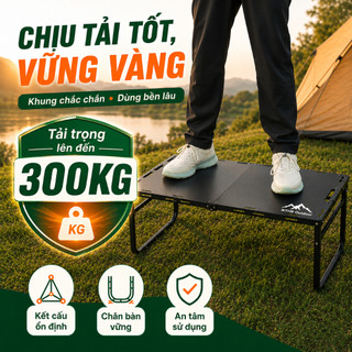 Bàn Gấp Dã Ngoại WTHB, Bàn Camping Gấp Gọn Khung Thép Carbon Chắc Chắn, Nhẹ Dễ Mang Theo, Mở Nhanh 3 Giây