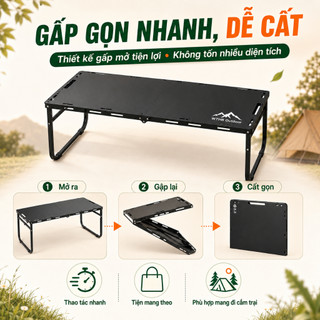 Bàn Gấp Dã Ngoại WTHB, Bàn Camping Gấp Gọn Khung Thép Carbon Chắc Chắn, Nhẹ Dễ Mang Theo, Mở Nhanh 3 Giây