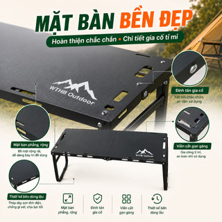 Bàn Gấp Dã Ngoại WTHB, Bàn Camping Gấp Gọn Khung Thép Carbon Chắc Chắn, Nhẹ Dễ Mang Theo, Mở Nhanh 3 Giây