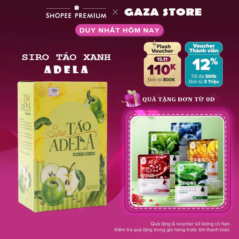 Thảo Mộc Siro Trà Táo Xanh Adela Detox Hỗ Trợ Mẹ Bầu Kiểm Soát Kg An Toàn Hộp 12 Gói