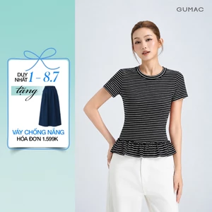 Áo Thun Nữ GUMAC Form Ôm Cổ Tròn Tay Ngắn Lai Bèo Nữ Tính Phù Hợp Đi Làm Đi Chơi Hằng Ngày LATG06043